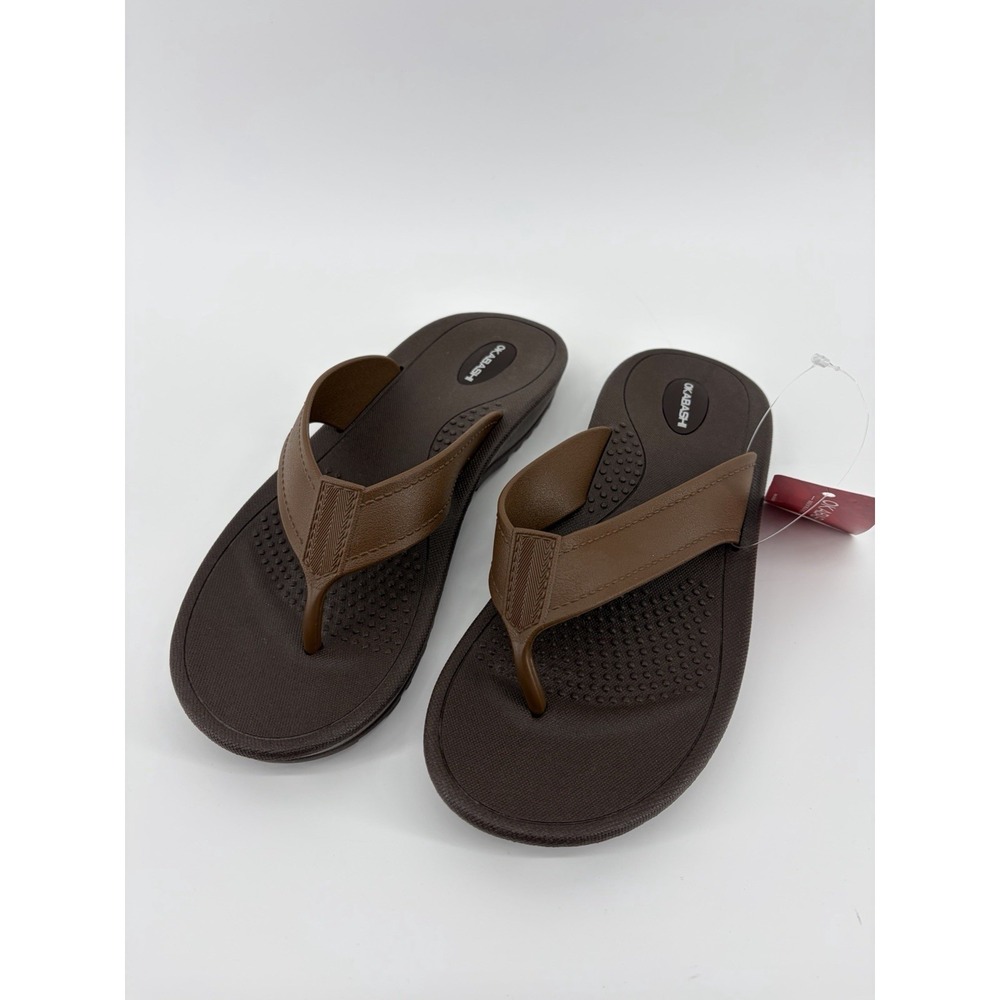 Okabashi Men's Mariner Brown Toffee Flip Flops Slip On Size L (8-8.5), NWT